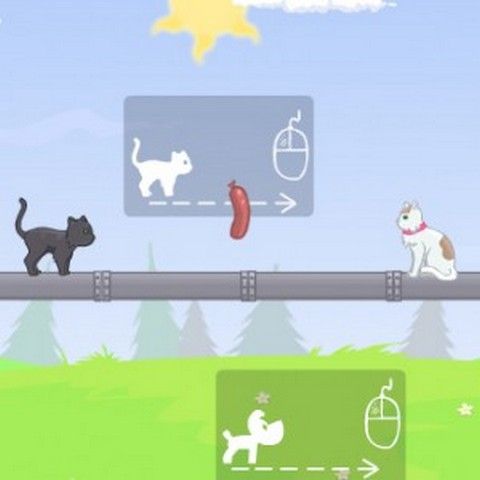 Aiuta a incontrare il cane e il gattino nel gioco "Collegamento cuori " Помоги встретиться собачке и кошечке в игре "Соединяя сердца"